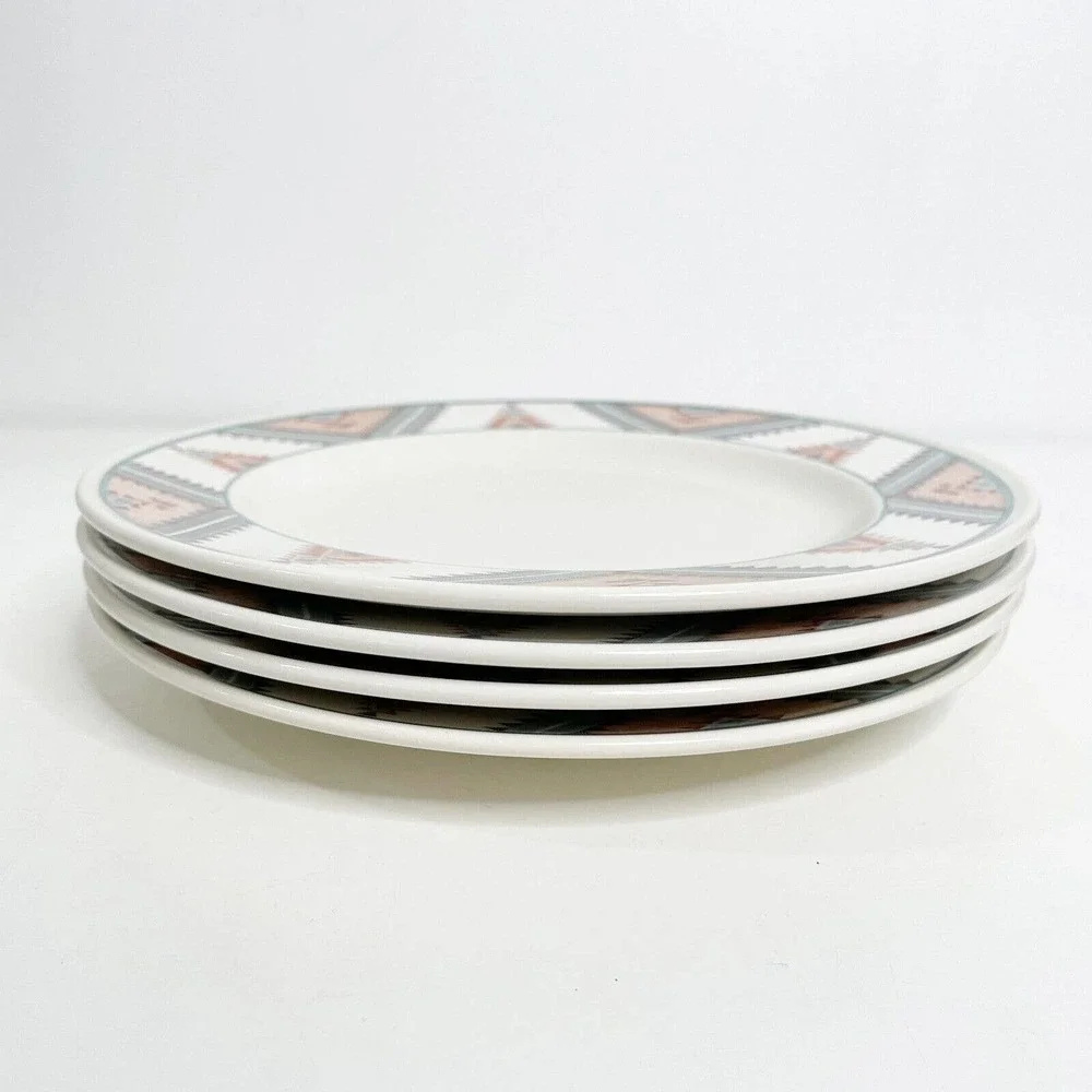 Vintage 80s Mikasa Intaglio Santa Fe Salad Plates Set of 4 Southwest Aztec 8" - Picture 2 of 6